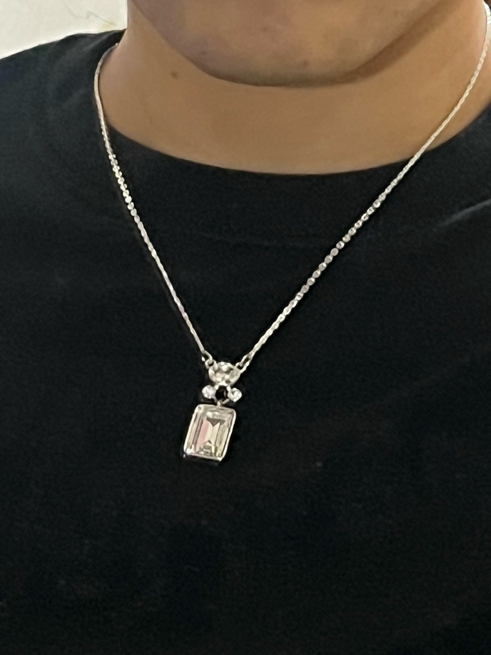 Vintage Givenchy Silver Tone Crystal Pendant Necklace